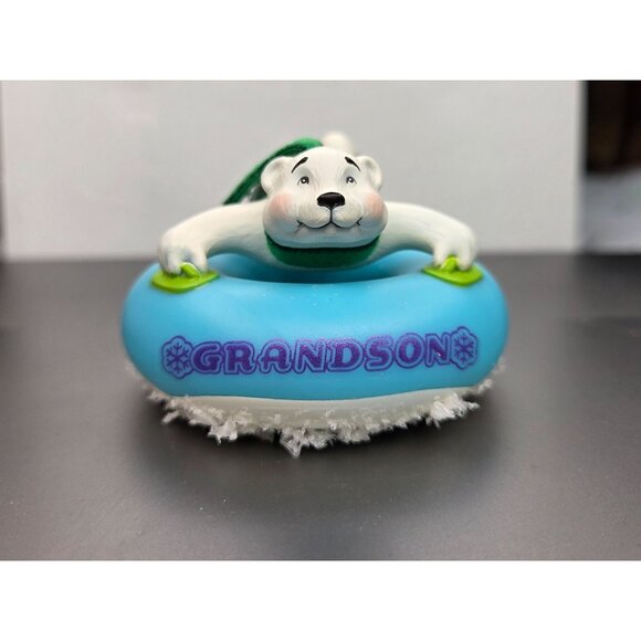 Hallmark Keepsake 2015 Grandson Polar Bear Blue Christmas Tree Ornament - Picture 3 of 12